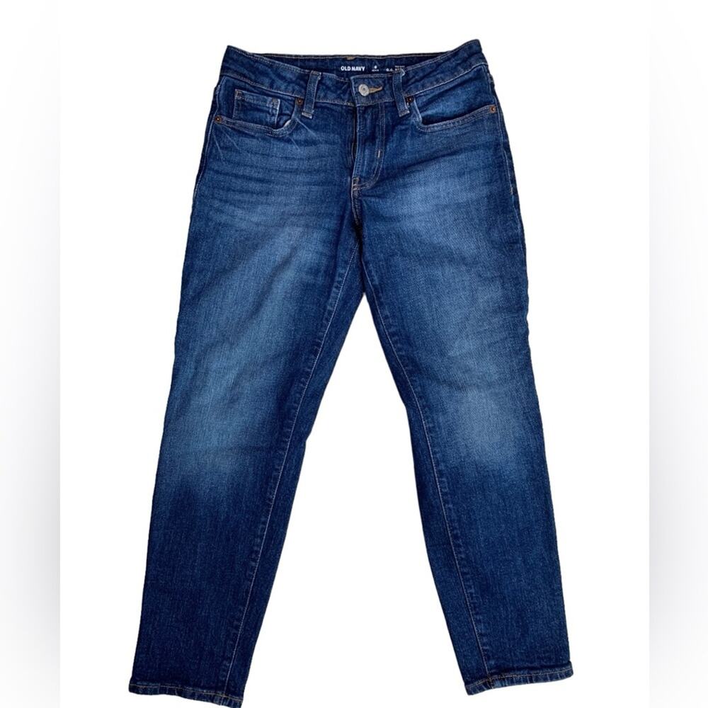 Old Navy Women's Size 0P Jeans Mid-Rise O.G. Straight Leg Medium Wash Blue Denim